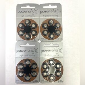 4 pack of power one hearing aid batteries.
